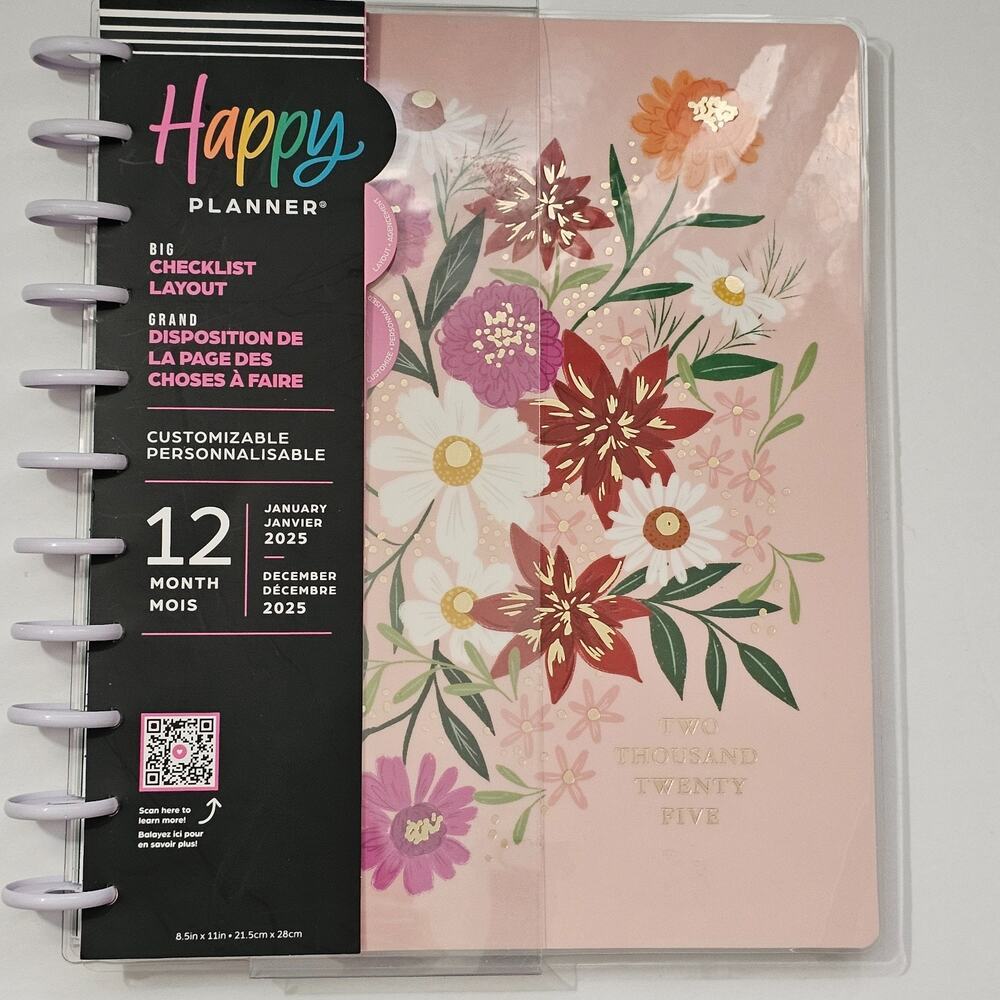 Happy Planner BLOOMING BOUQUET Big Size Checklist Layout 12 Month 2025